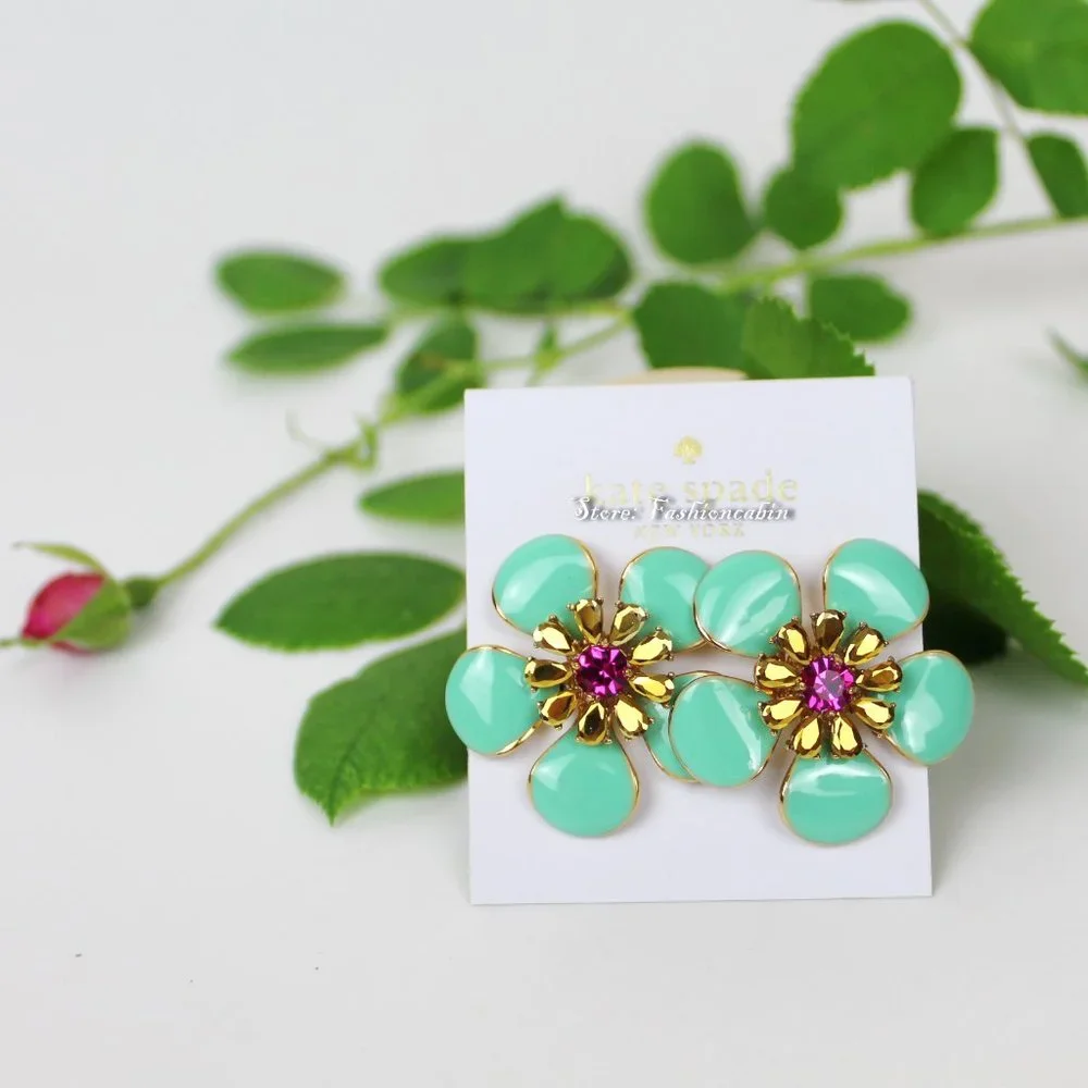 NWT Kate Spade Floral Stud Earrings, Green